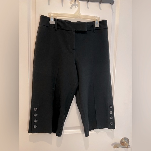 Ann Taylor High Rise Wide Leg Black Capris Size 8 Petite - Picture 1 of 11